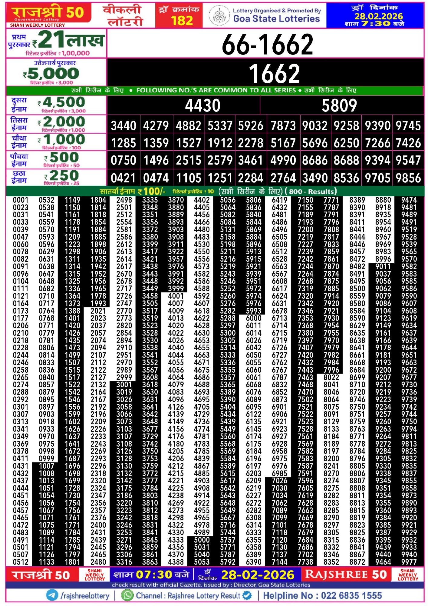 Rajshree Lottery Sambad 28-02-2026 Rajshree 50 Shani Weekly Lottery Result 28 02 20264166841855719752060
