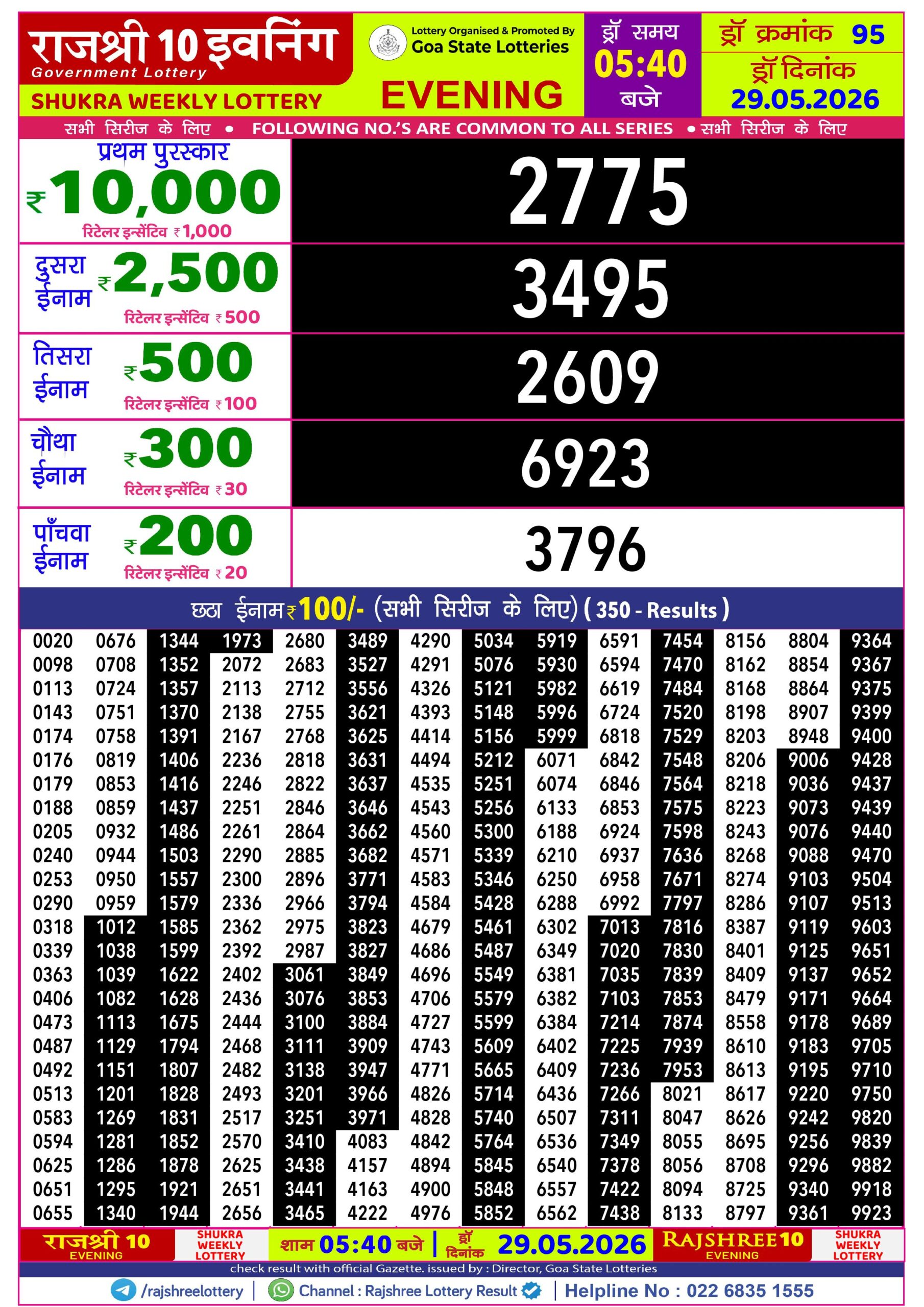 Rajshree Lottery Sambad 29-05-2026 Rajshree 5:40 PM