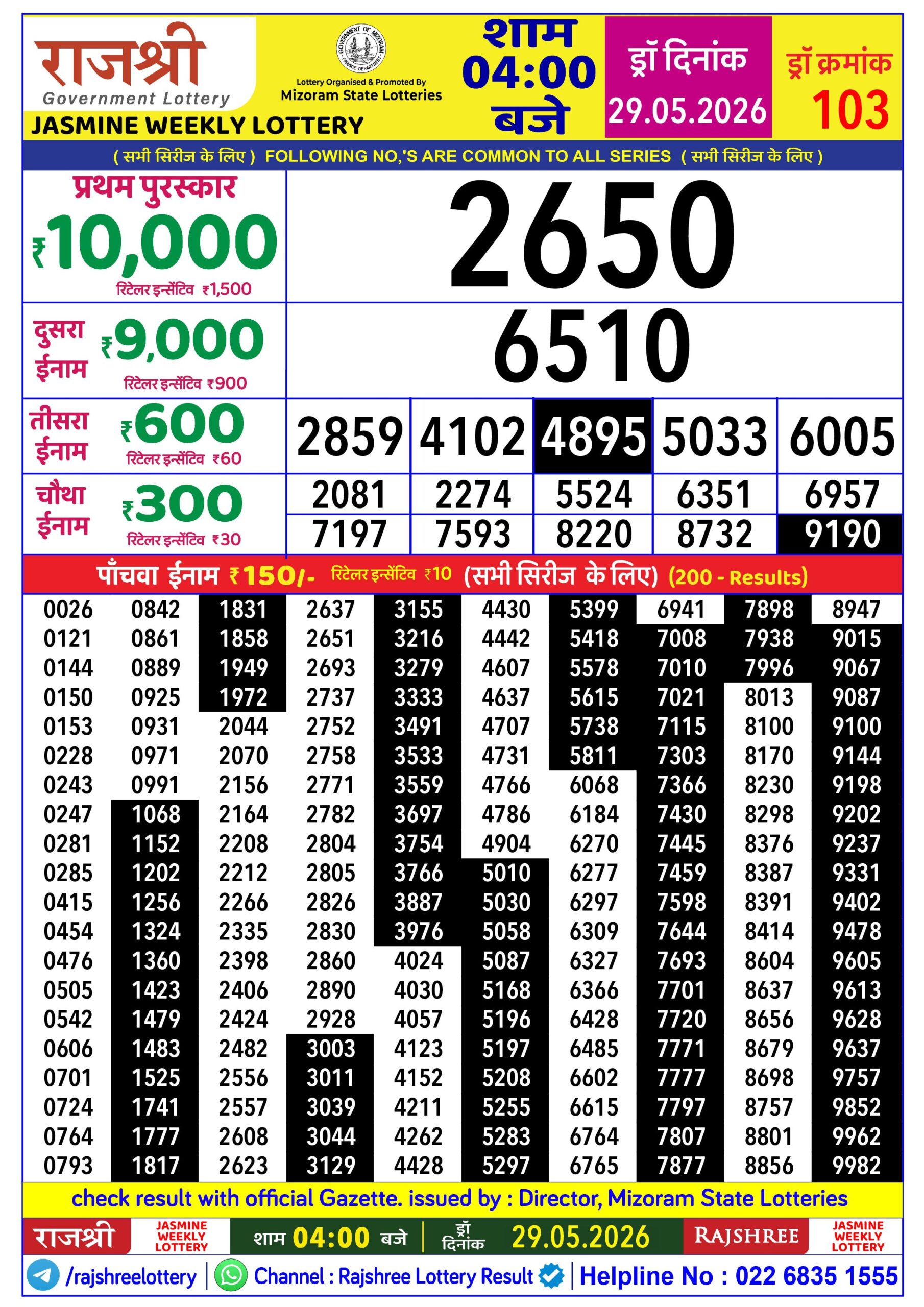 Rajshree Lottery Sambad 29-05-2026 Rajshree 4 PM