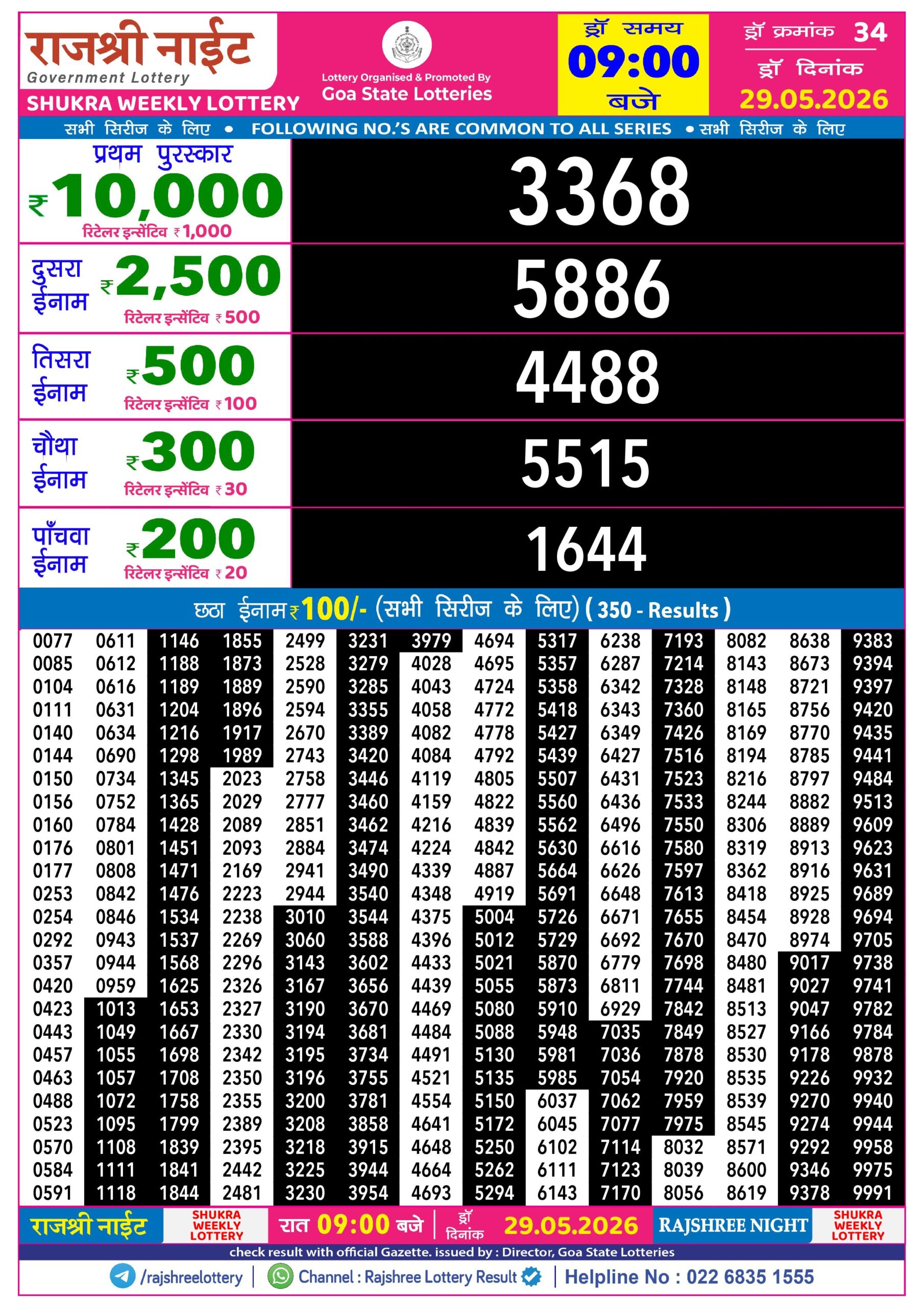 Rajshree Lottery Sambad 29-05-2026 Rajshree 9 PM