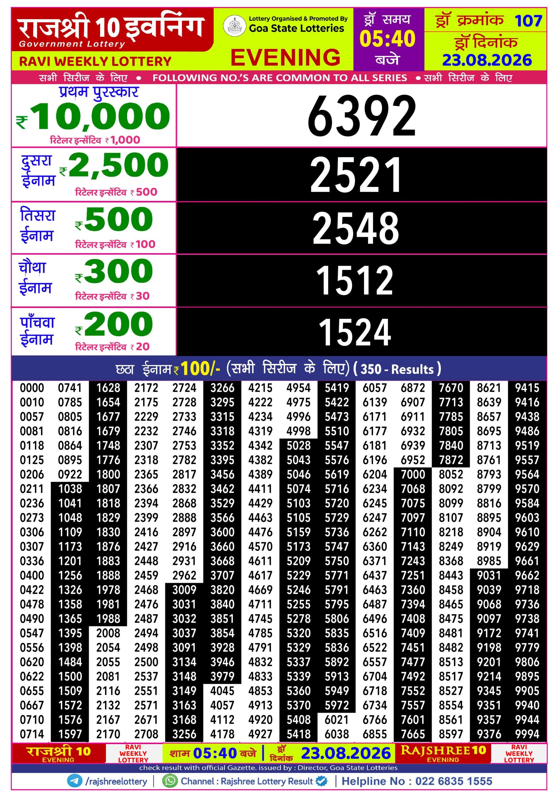 Rajshree Lottery Sambad 23-08-2026 Rajshree 5:40 PM